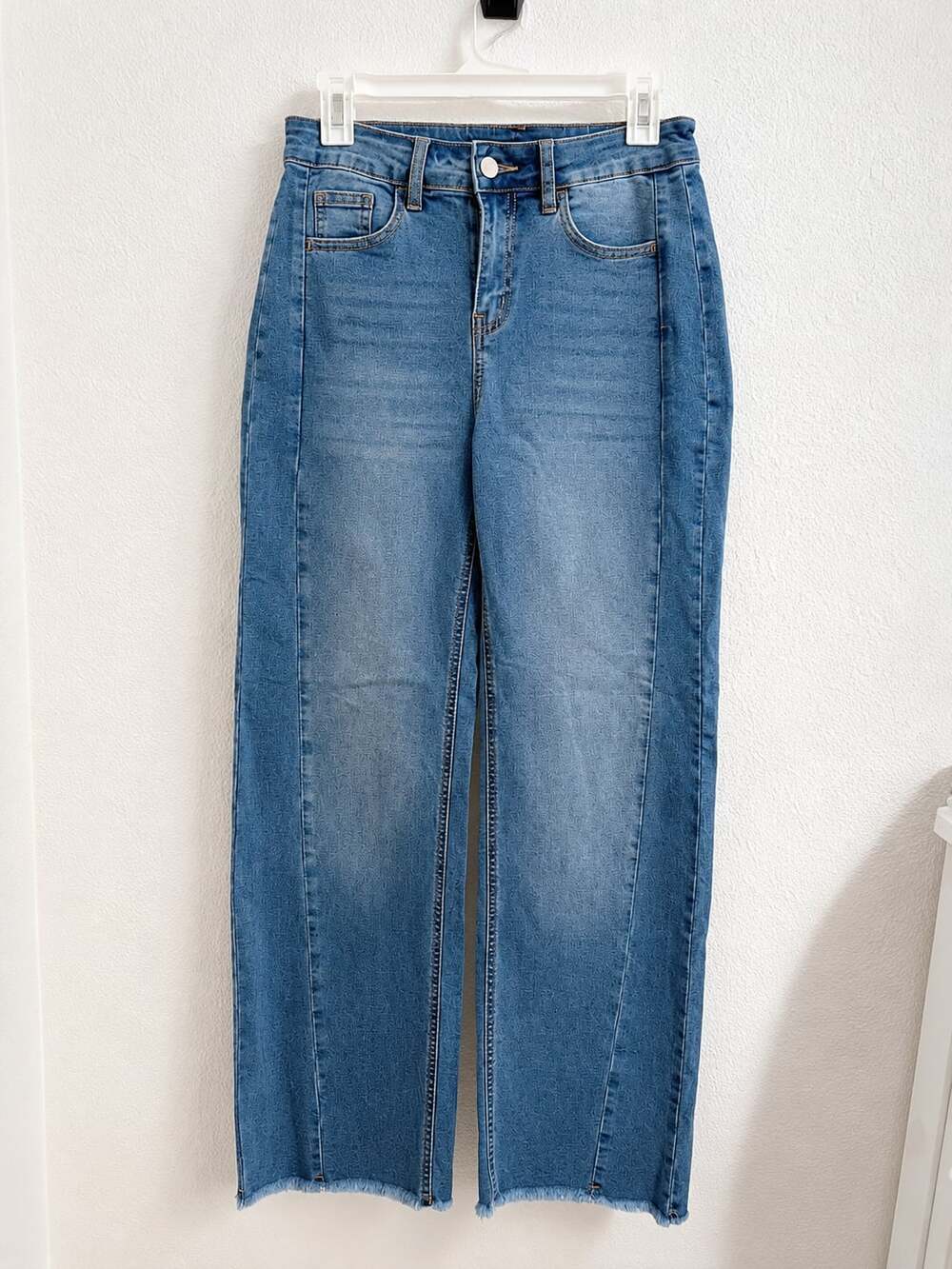 Sidefeel Women's High Rise Barrel Leg Jeans with Raw Hem